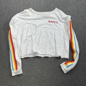 French pastry women's crop long sleeve shirt size medium rainbow happy